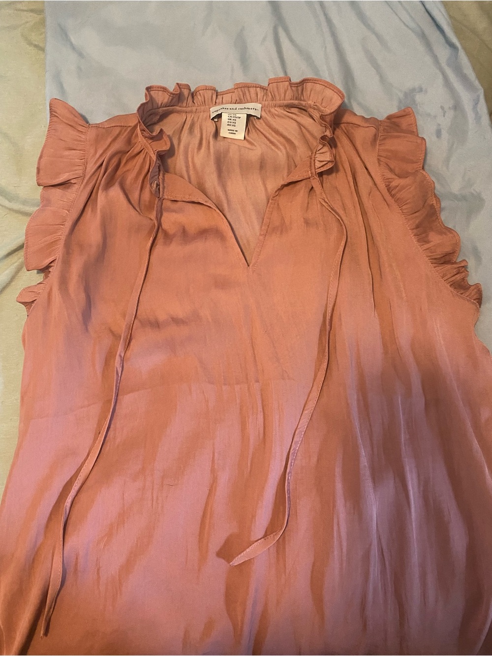 cupcakes & cashmere Dusty Rose Ruffle Tie-Neck Camisole